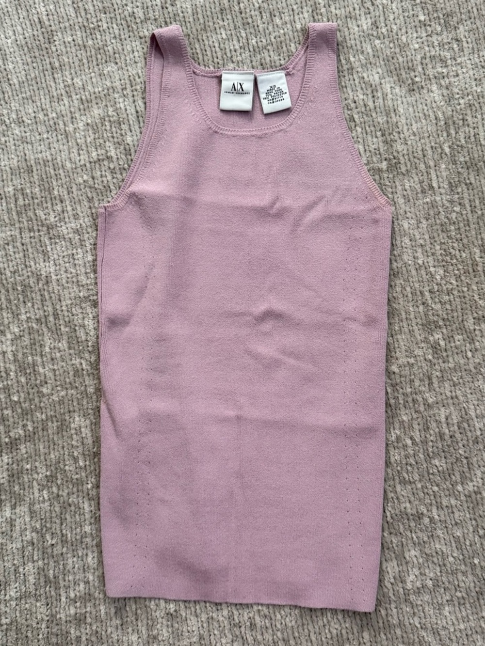 Armani Exchange A|X Pink Knit Tank Top Sleeveless Fitted XS Y2K Minimalist